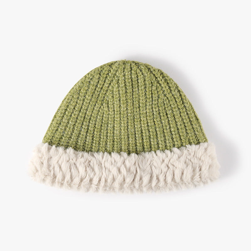 Fuzzy Hem Knit Hat