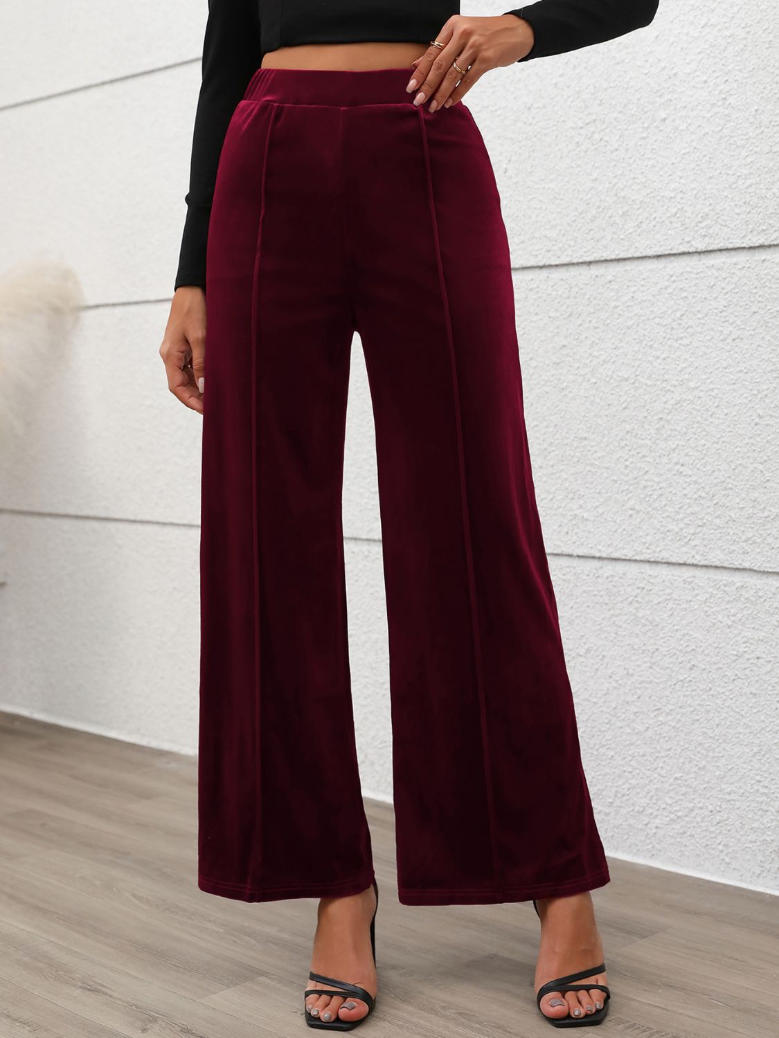 Elastic Waist Wide Leg Pants