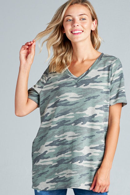 PLUS CAMOUFLAGE BOXY CASUAL TOP