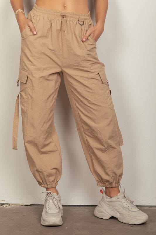 Elastic Waist Woven Cargo Pants