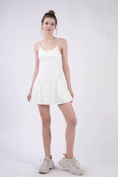 Mesh Detail Tennis Mini Active Dress with Shorts Inside