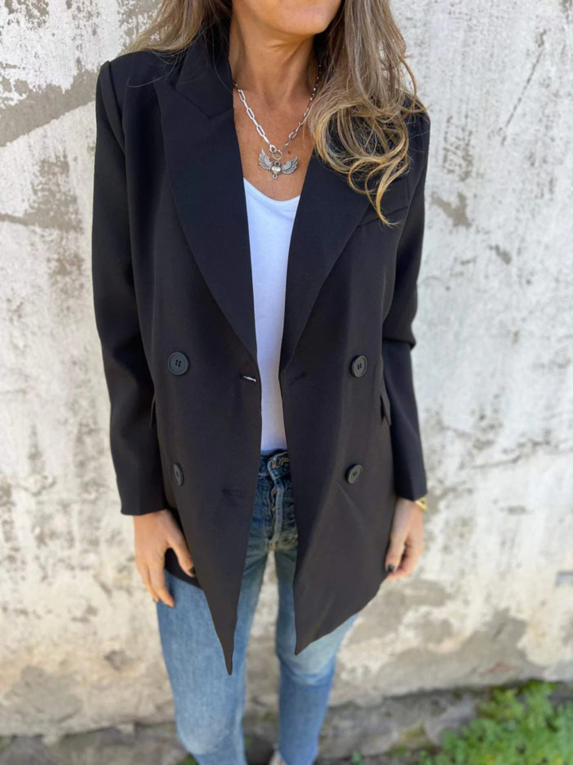 Collared Neck Long Sleeve Blazer