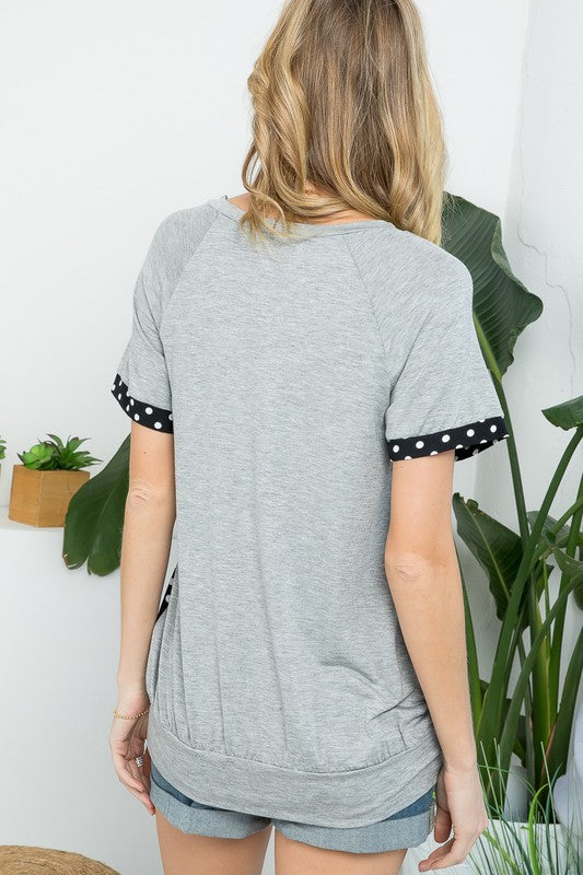 PLUS POLKA DOT MIX CASUAL TUNIC TOP