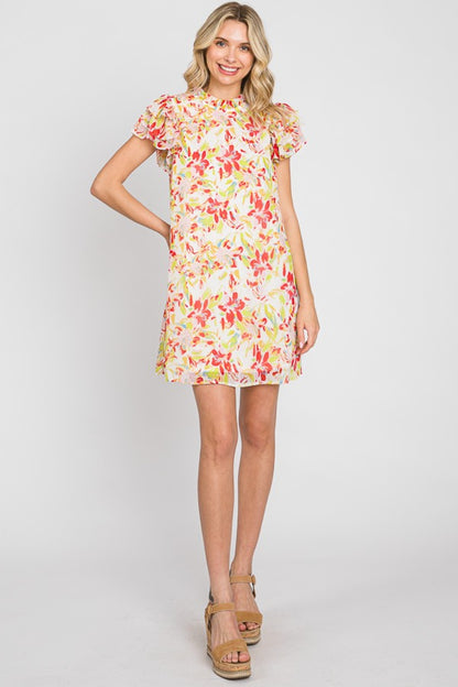 Floral Short Sleeve Mini Dress