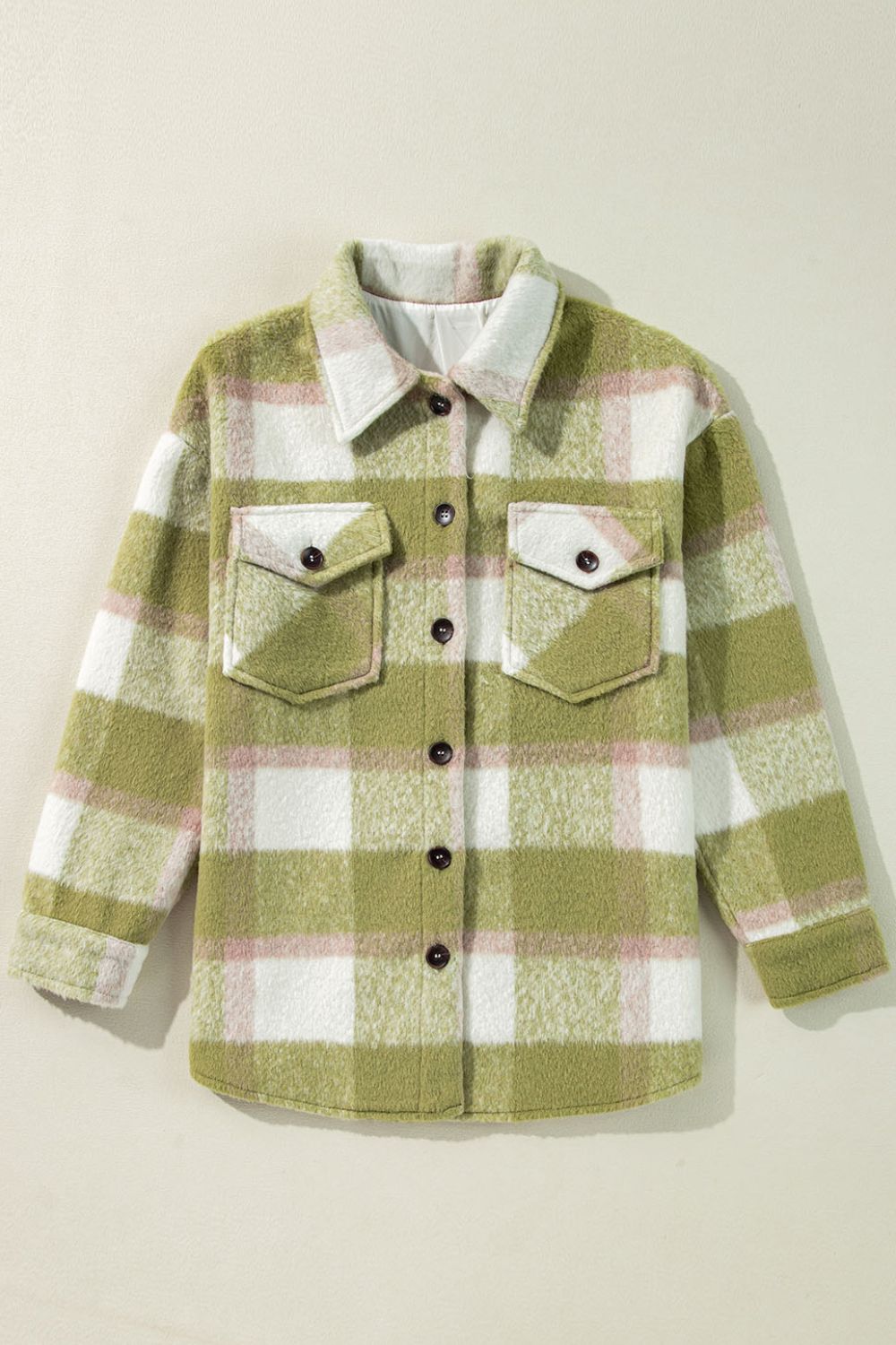 Pocketed Plaid Collared Neck Shacket