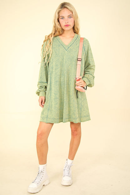 Mineral Washed Oversized A-Line Mini Dress