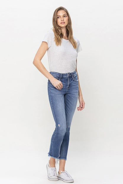 Flying Monkey Mid Rise Crop Slim Straight Jeans