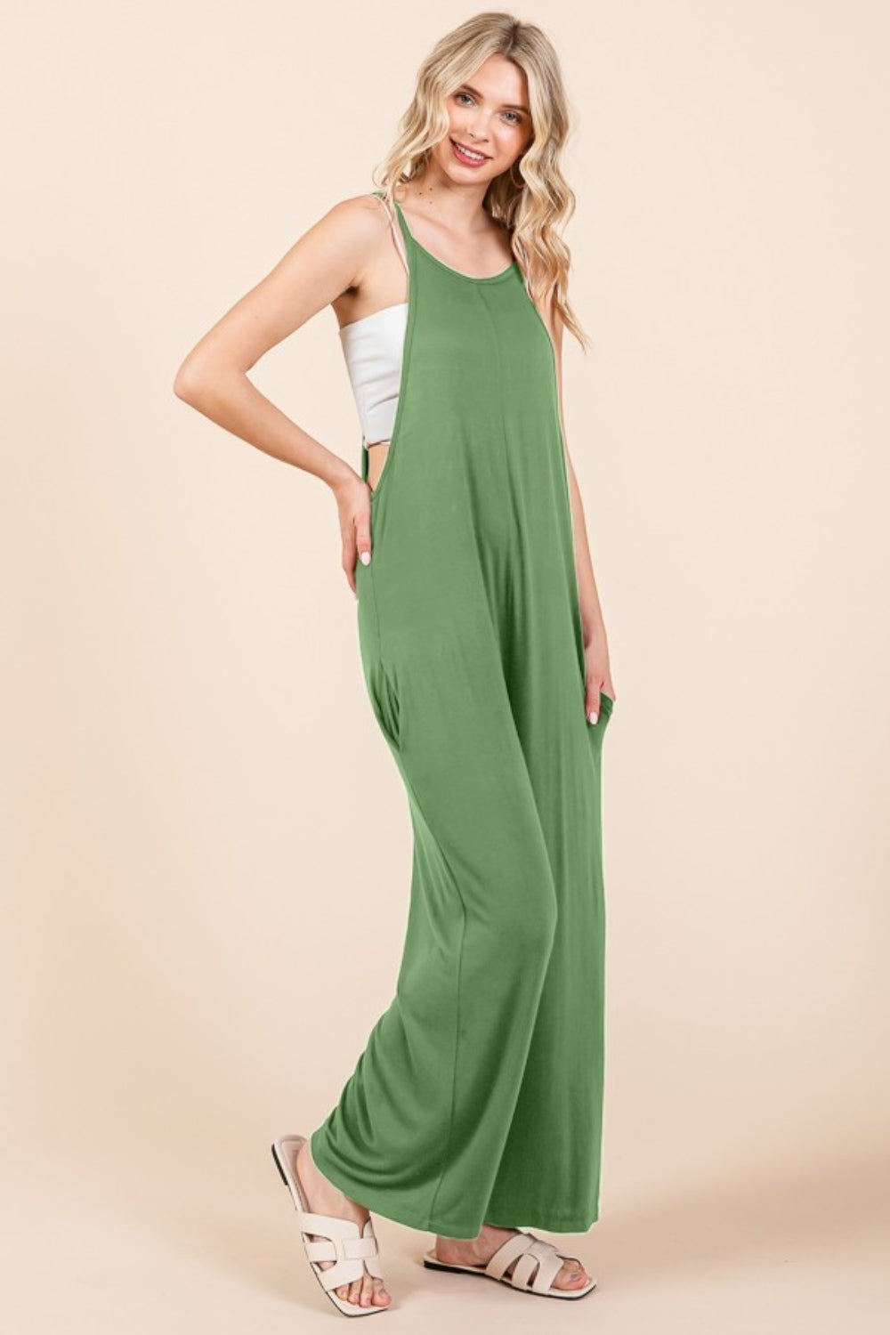 Sleeveless Wide Leg Jumpsuit with Pockets