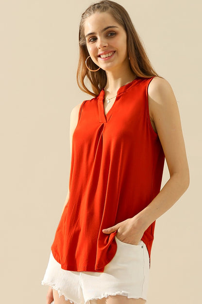 Notched Sleeveless Top