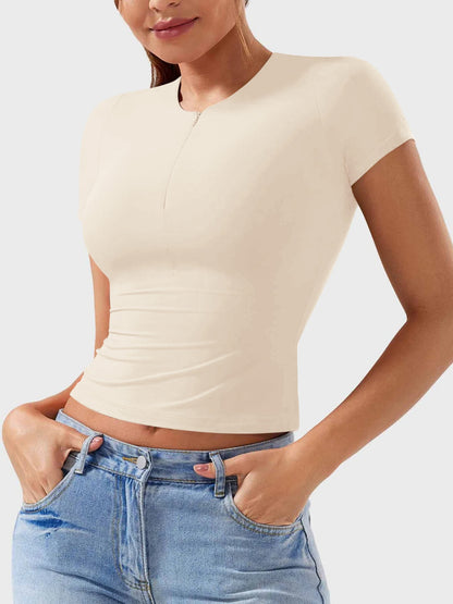 Half Zip Short Sleeve T-Shirt