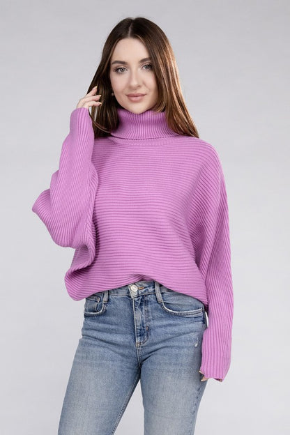 VISCOSE DOLMAN SLEEVE TURTLENECK SWEATER