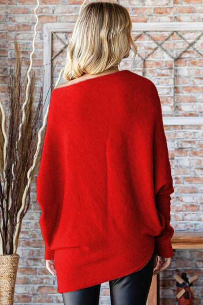 Asymmetrical Hem Dolman Sleeve Sweater