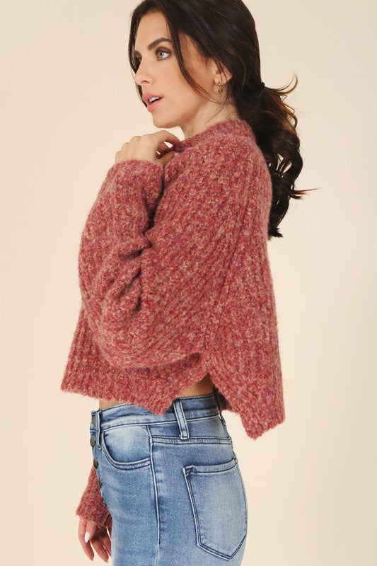 Melange multicolor crop sweater top