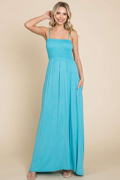 Smocked Cami Maxi Dress with Pockets