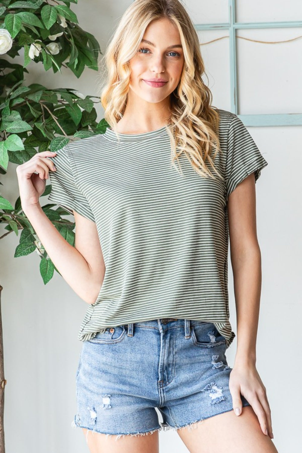 Striped Round Neck Short Sleeve T-Shirt