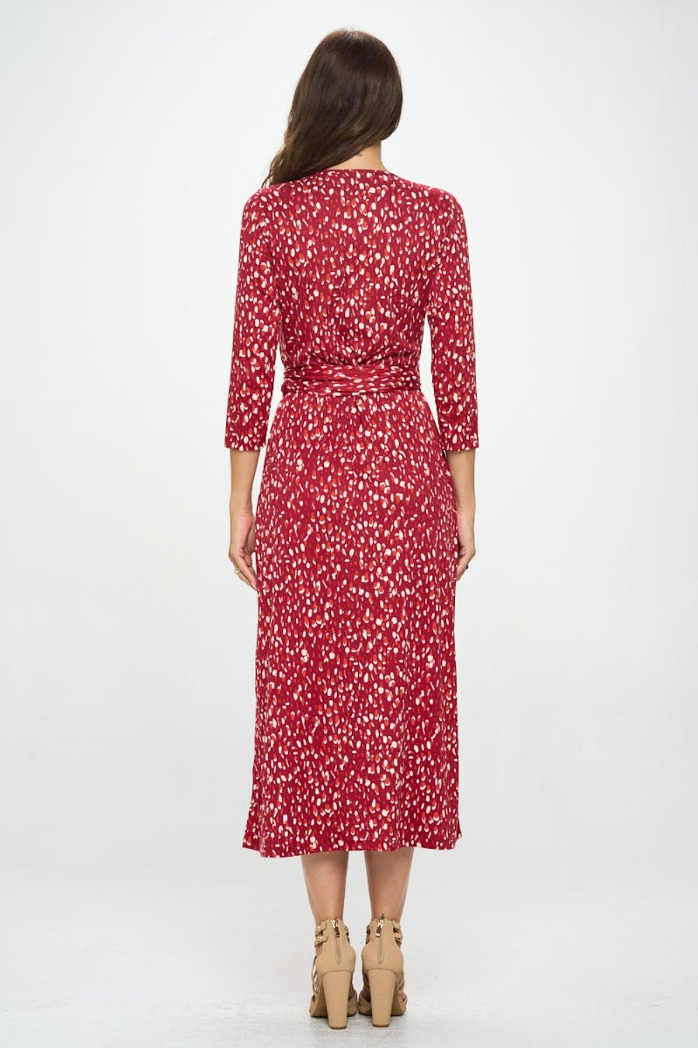 Printed Tie Front Surplice Midi Dress