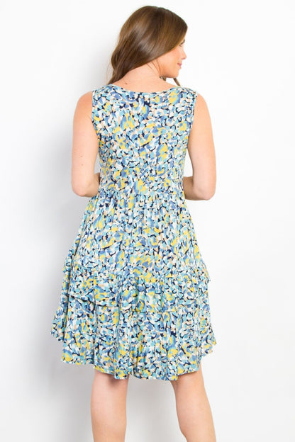 Print Wrinkle Free Ruffled Dress