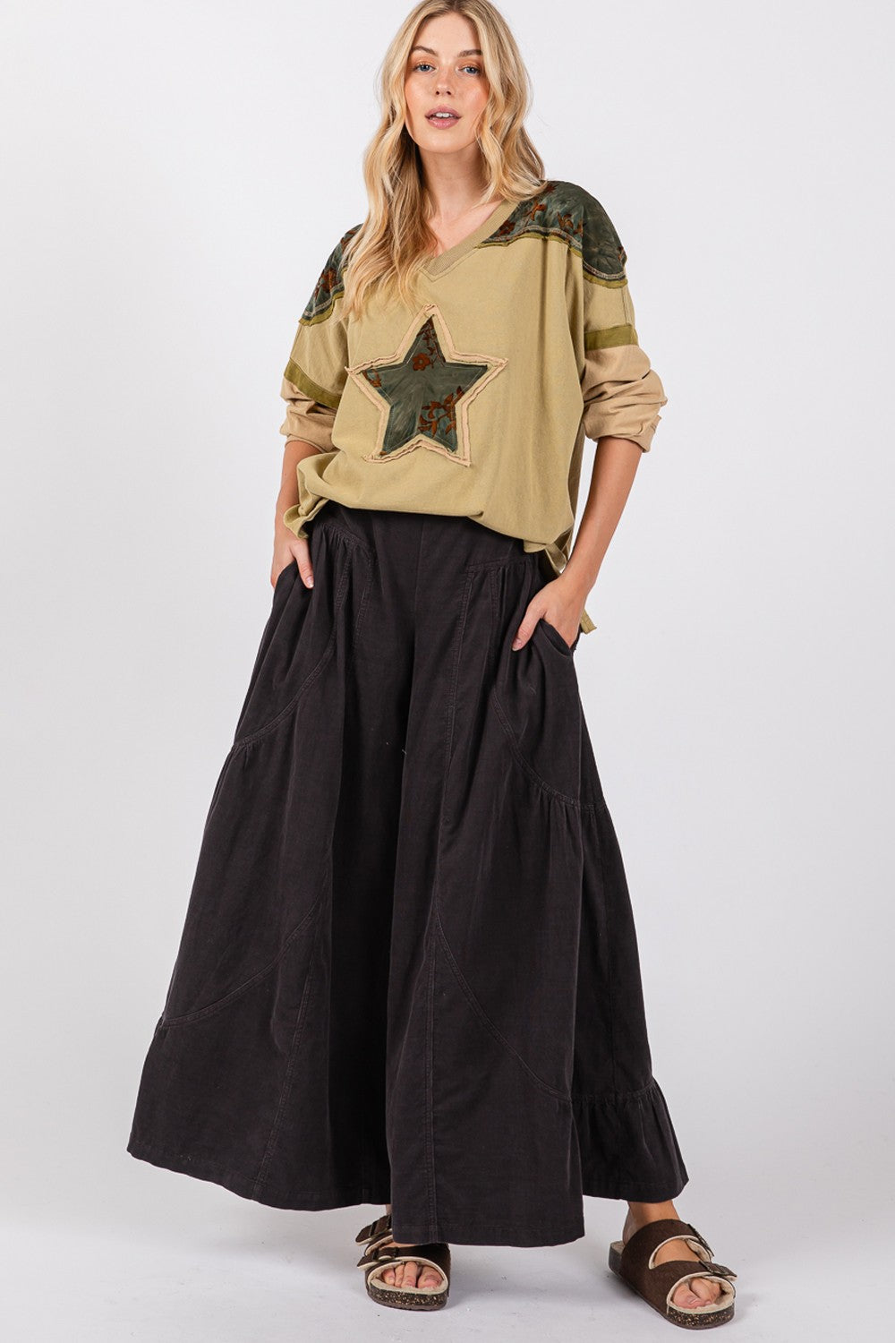 High Rise Corduroy Wide Leg Pants