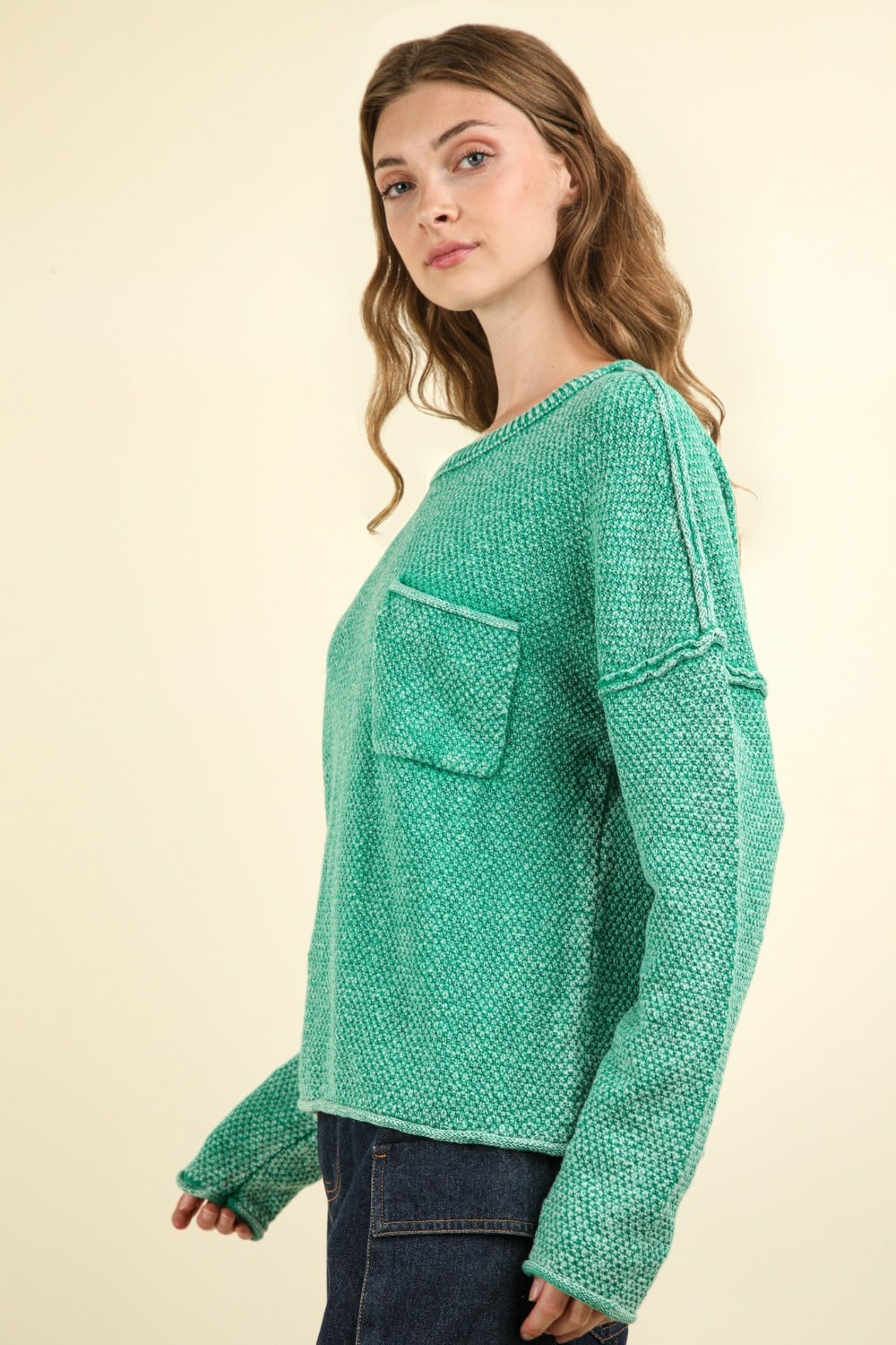 Mineral Washed Exposed Seam Sweater