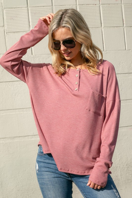 WAFFLE HENLEY TOP