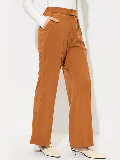 Slit Wide Leg Pants with Pockets