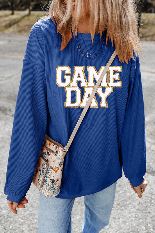 GAME DAY Round Neck Long Sleeve Sweatshirt