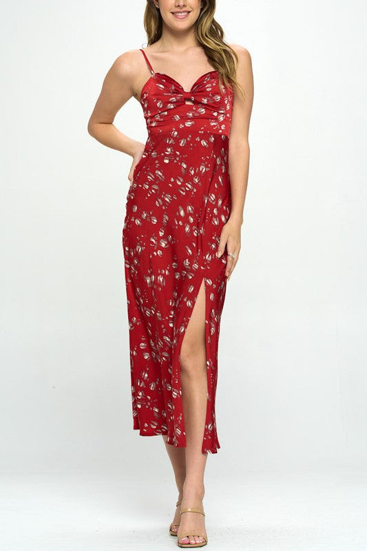 Satin Floral Maxi Dress 63409J