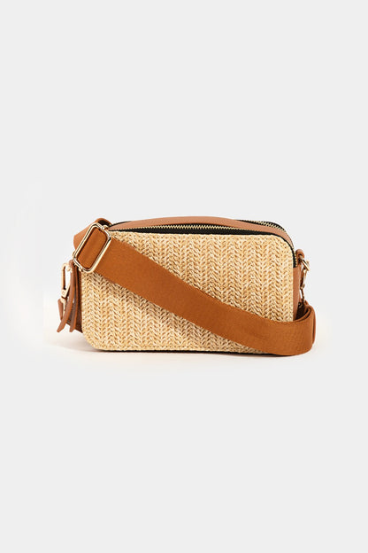 Straw Contrast Crossbody Bag