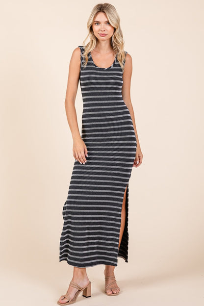 Striped Scoop Neck Sleeveless Maxi Dress