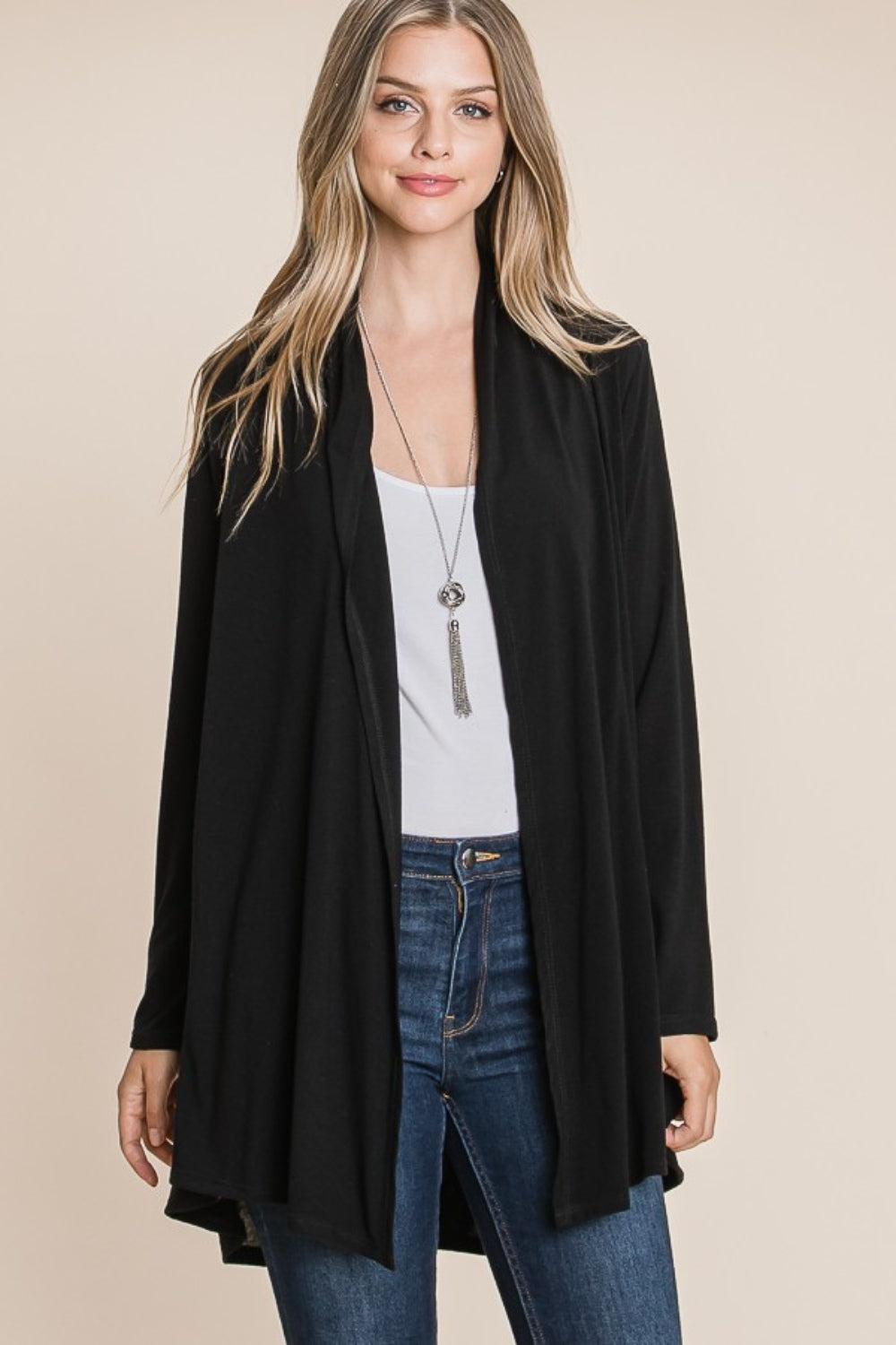 Open Front Long Sleeve Cardigan