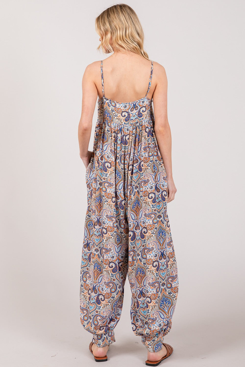 Multi Paisley Print Sleeveless Jumpsuit