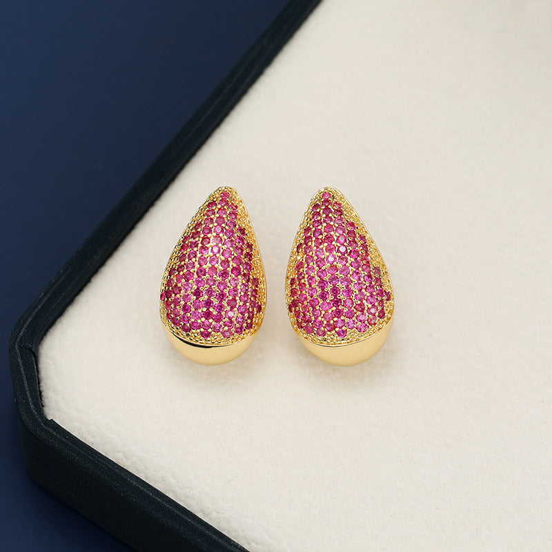 18K Gold-Plated Zircon Teardrop Earrings