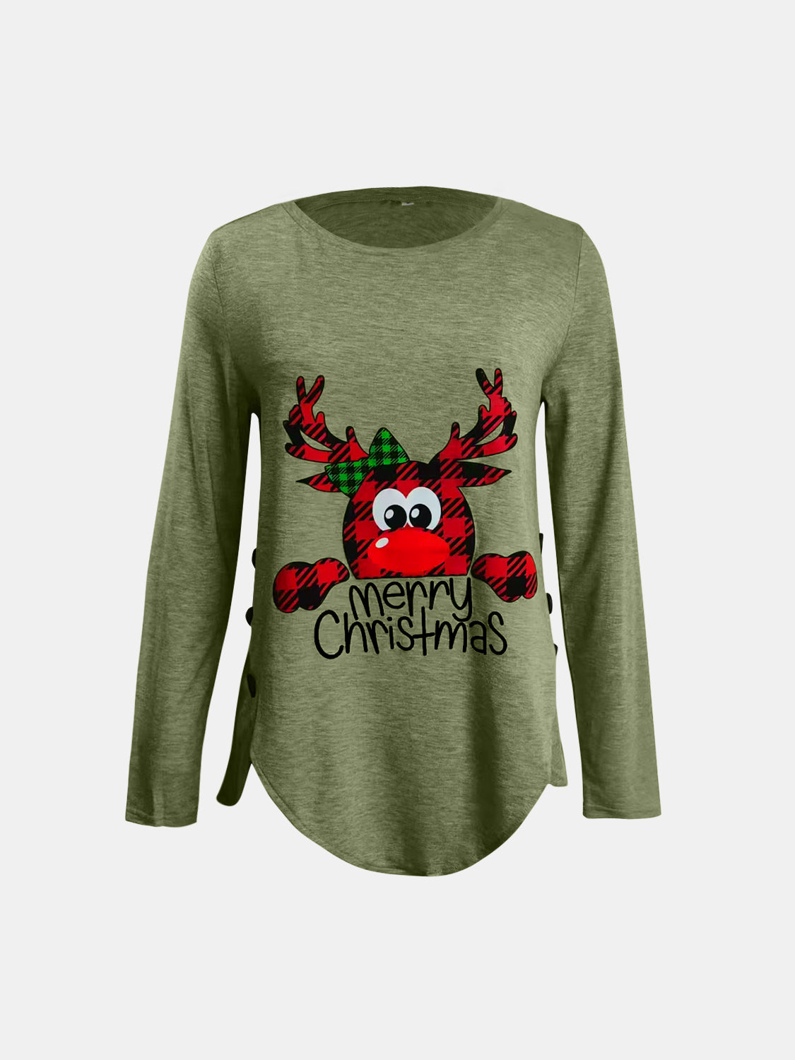 Reindeer Round Neck Long Sleeve T-Shirt