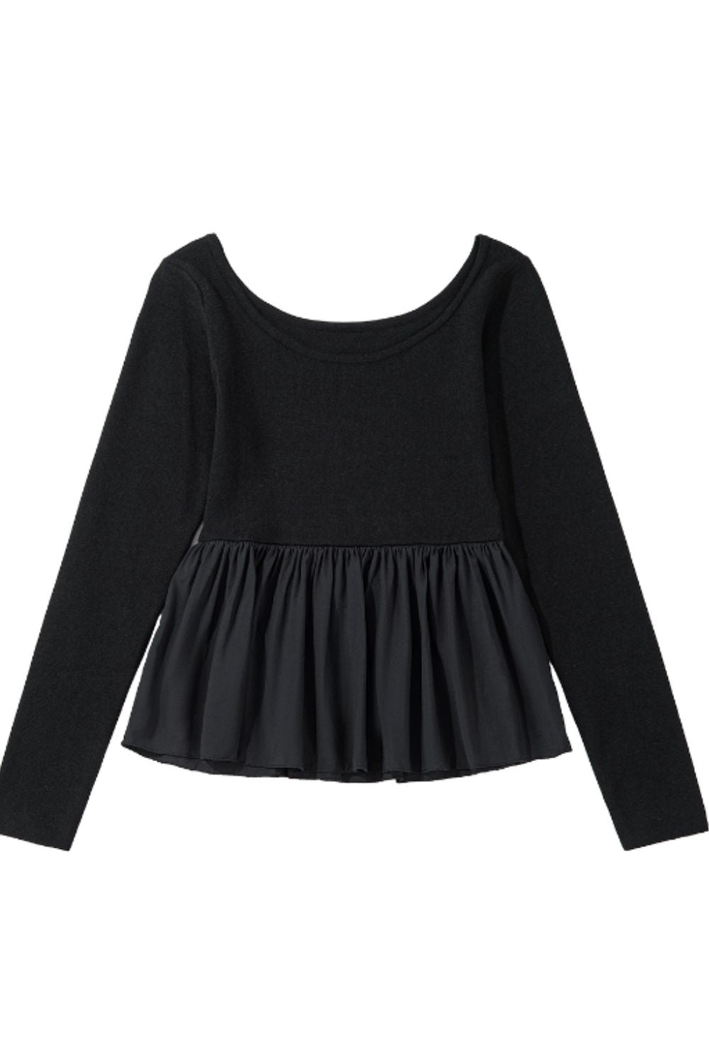 Peplum Scoop Neck Long Sleeve T-Shirt