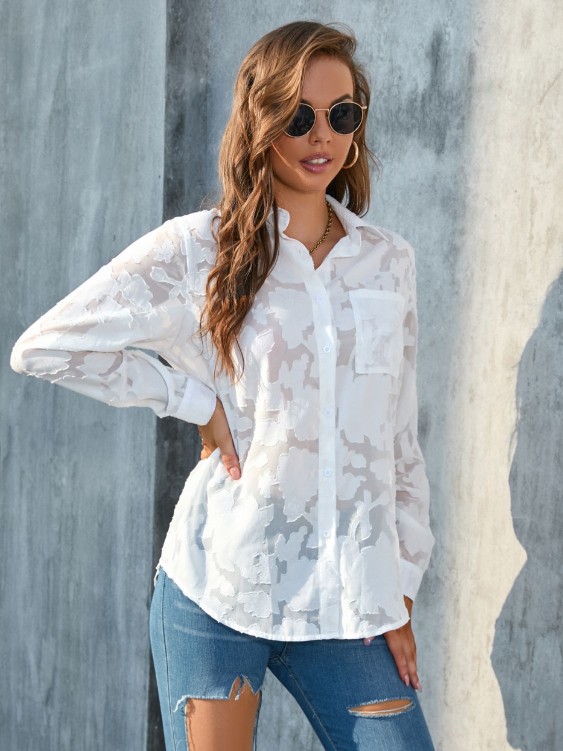 Collared Neck Long Sleeve Shirt