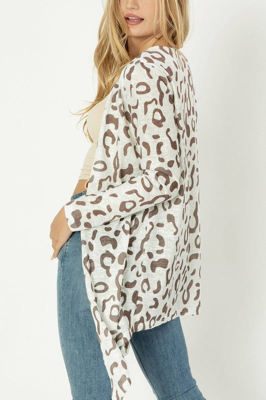 Leopard open cardigan