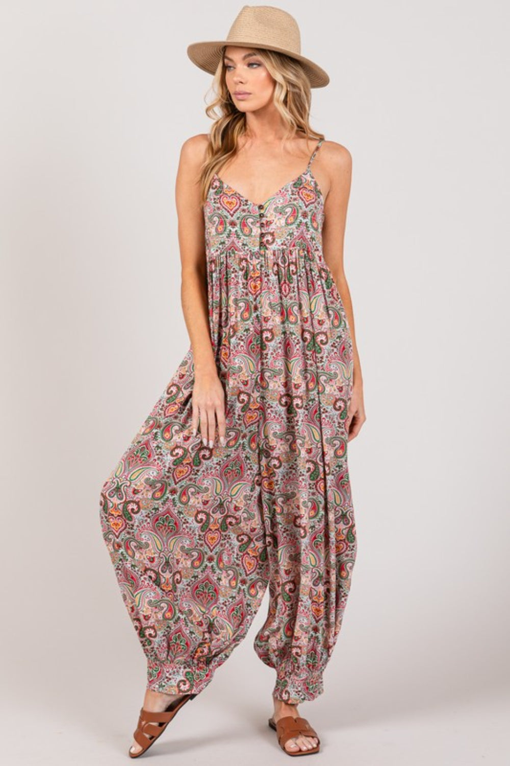 Multi Paisley Print Sleeveless Jumpsuit