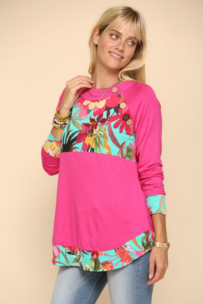 Tropical Print Long Sleeve T-Shirt