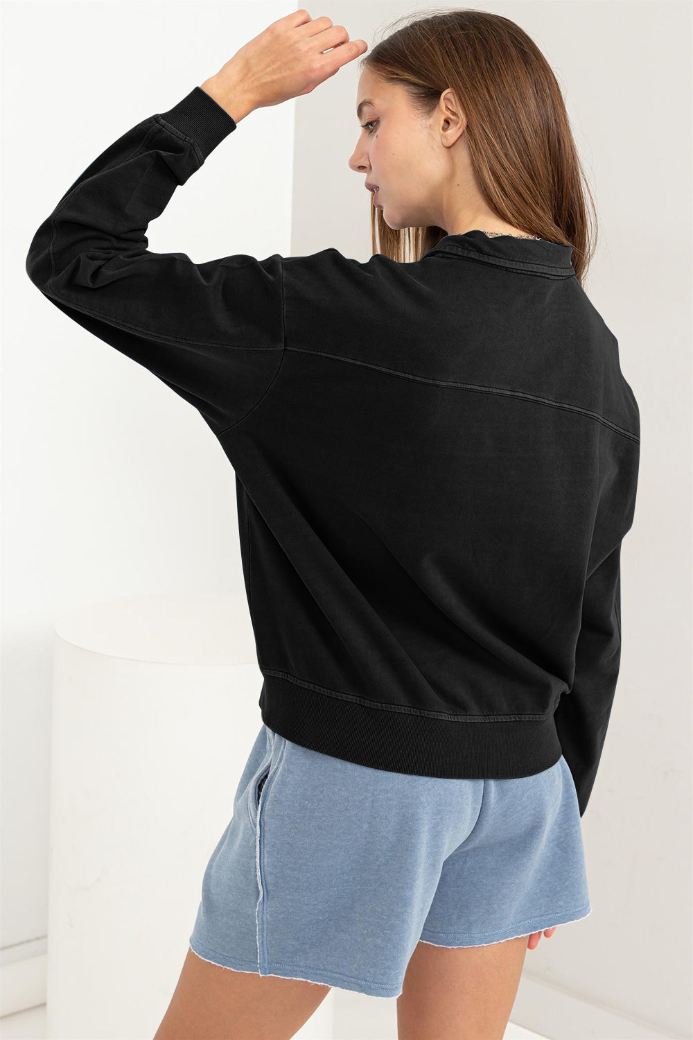 Half Zip Drop Shoulder Sweatshirt