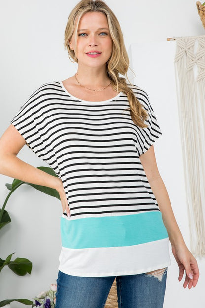 STRIPE COLORBLOCK TUNIC TOP