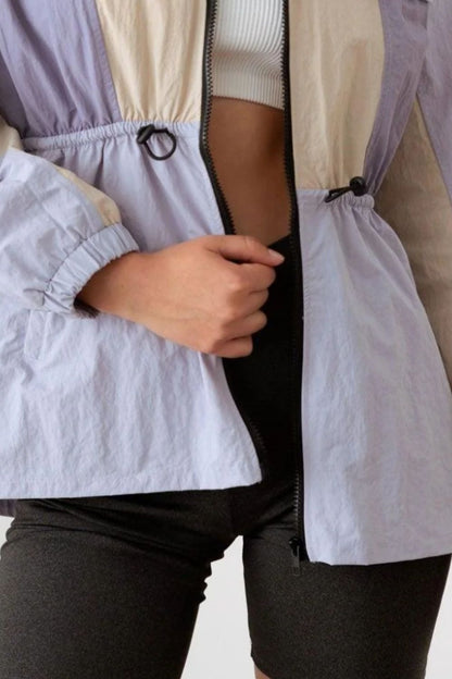 Color Block Collared Wind Breaker Jacket