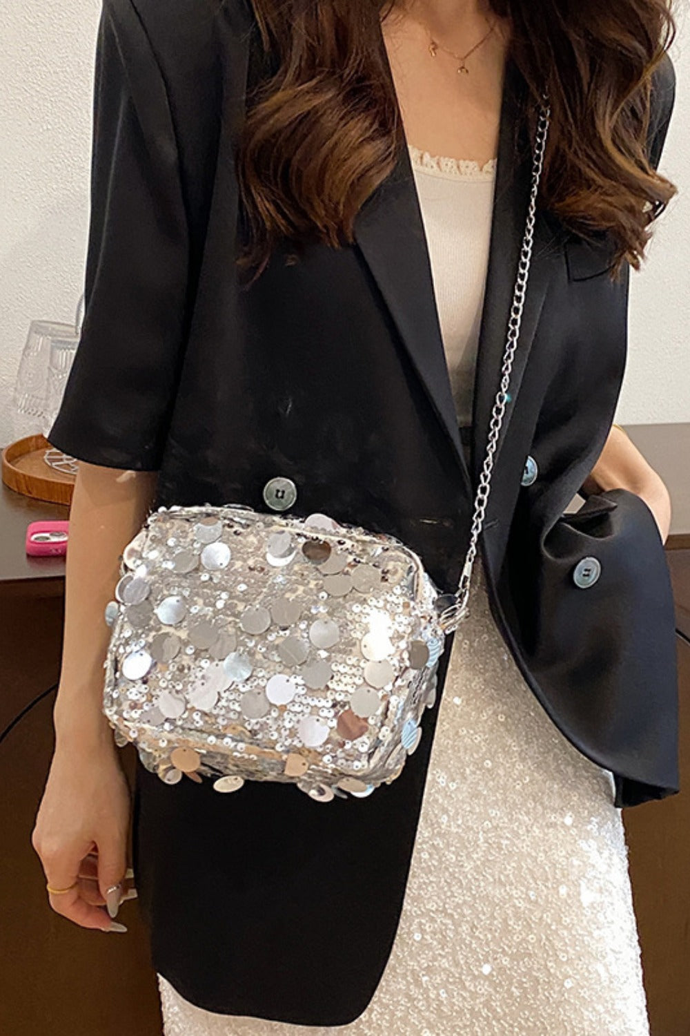 Sequin Chain Shoulder Bag