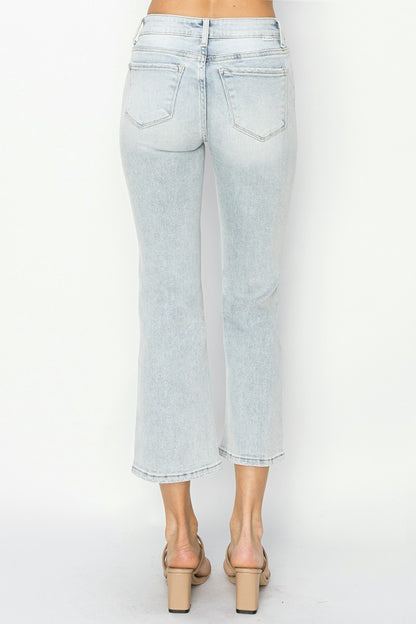 RISEN Mid Rise Cropped Flare Jeans