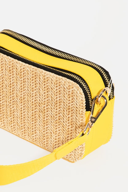 Straw Contrast Crossbody Bag