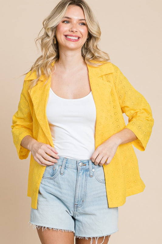 Double Breasted Eyelet Jacket with Pockets