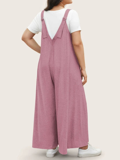 Pocketed Wide Leg Overalls