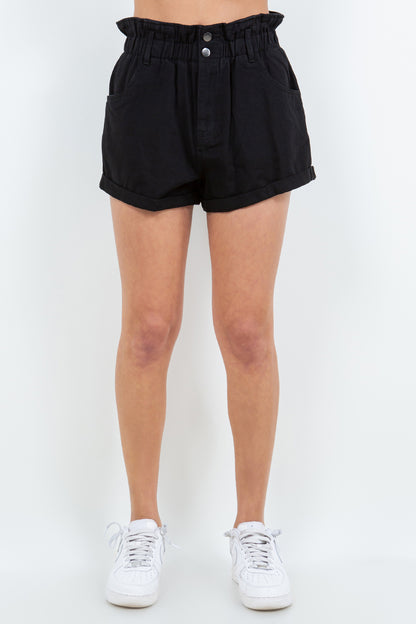 High Waist Paper Bag Shorts