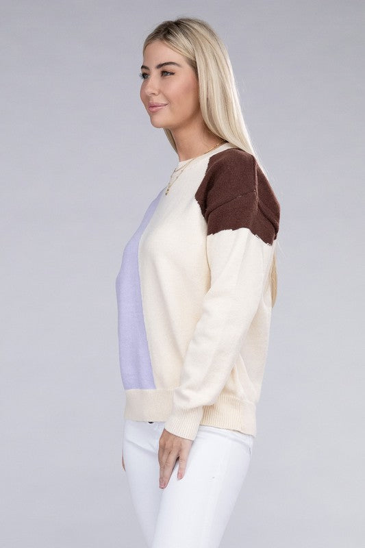 Color Block Pullover Sweater