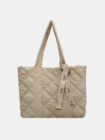 Quilted Nylon Large Tote Bag