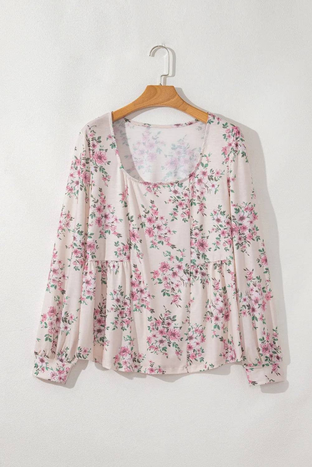 Printed Square Neck Long Sleeve Blouse